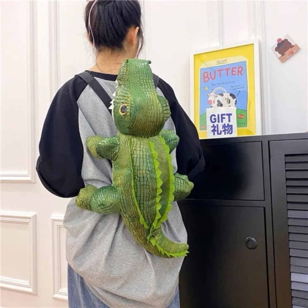 Key West Florida Khaki Brown Plush Alligator Reptile Soft Plush Bag Backpack